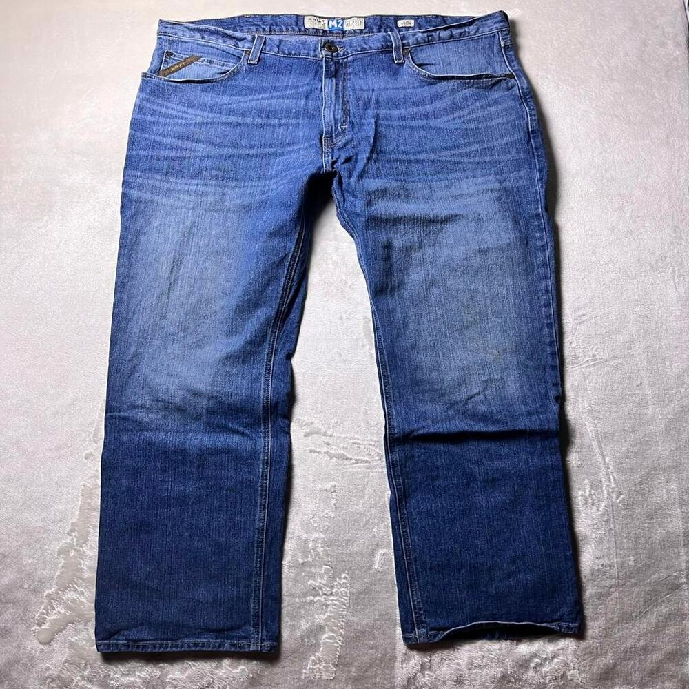 Ariat Legacy M2 Relaxed Bootcut Jeans Mens 40x34 Blue Denim Gold Stitch Workwear